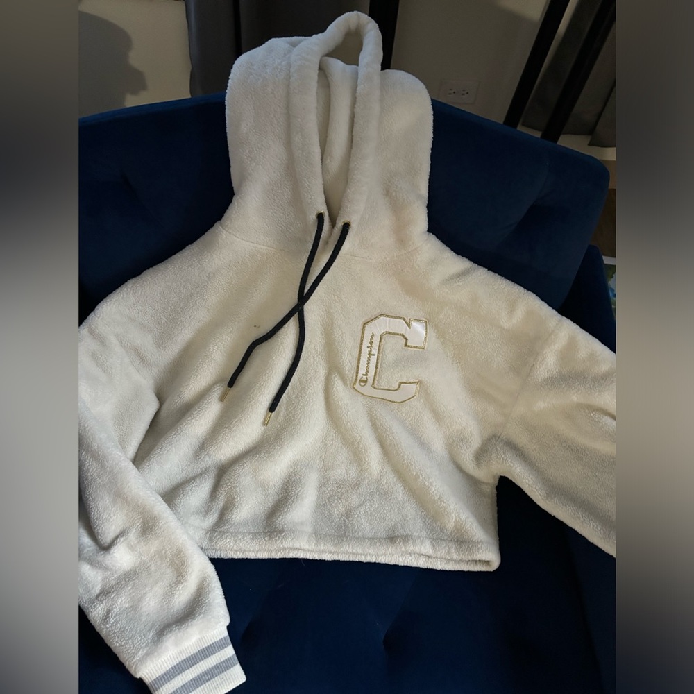 Champion white crop fleece hoodie